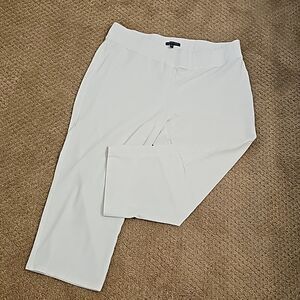 Eileen Fisher Women Cropped Crepe Stretch textured knit pants White large